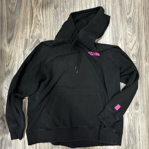 The North Face Black Hoodie with Vibrant Pink Accents (Breast Cancer Ribbon)